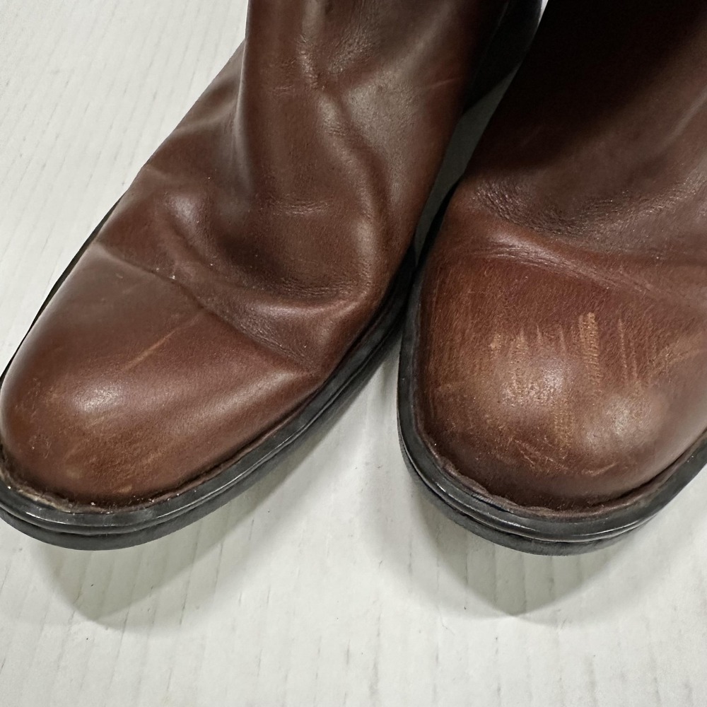 Born Riding Boots Womens 7.5 Brown Leather Knee High Zip Strap Block Heel W62417 - Picture 11 of 11